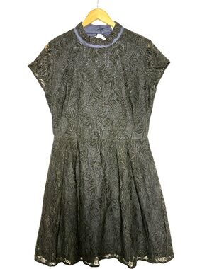 Louche London Black Lace Open Back Fit & Flare Dress Size NWT
